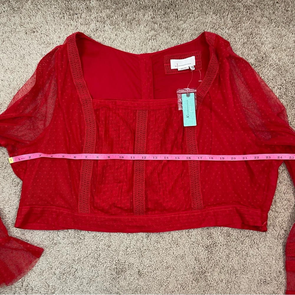 NWT Anthropologie Plus A+nthropologie Dotted Tulle Crop Long Sleeve Top Size 24W - Picture 12 of 16